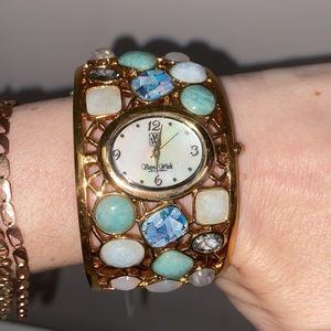Victoria Weick Gemstones Cuff Watch Opal Blue Topaz MOP